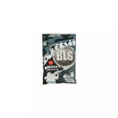 BLS BBS 0.45g airsoft BBs, showing a bottle of precision plastic BB ammunition for airsoft use."