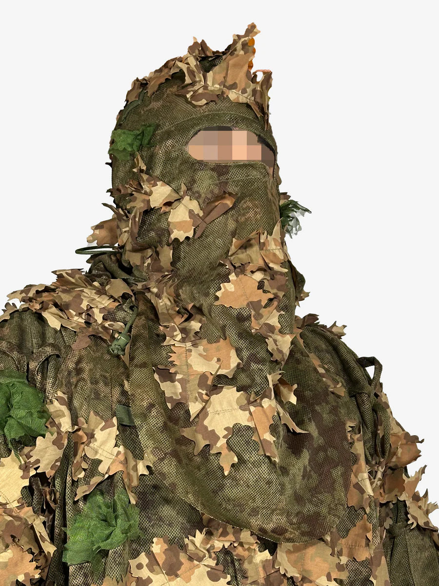 KMCS Balaclava, featuring a camouflage face covering designed for outdoor concealment and protection.