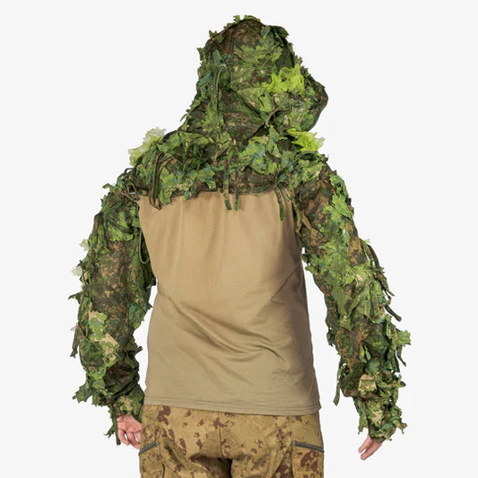 KMCS Cobra Hood, featuring a camouflage hood design with natural foliage-style elements for outdoor concealment.