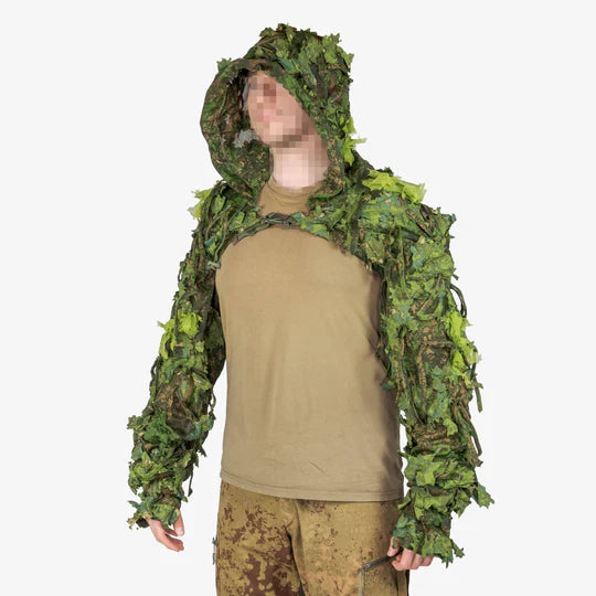 KMCS Cobra Hood, featuring a camouflage hood design with natural foliage-style elements for outdoor concealment.