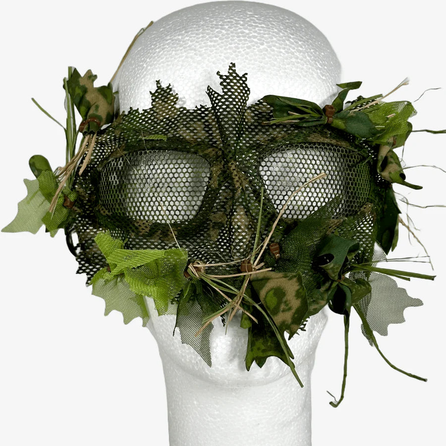 KMCS Goggle Mask, featuring a camouflage face covering with integrated eye protection for outdoor use.