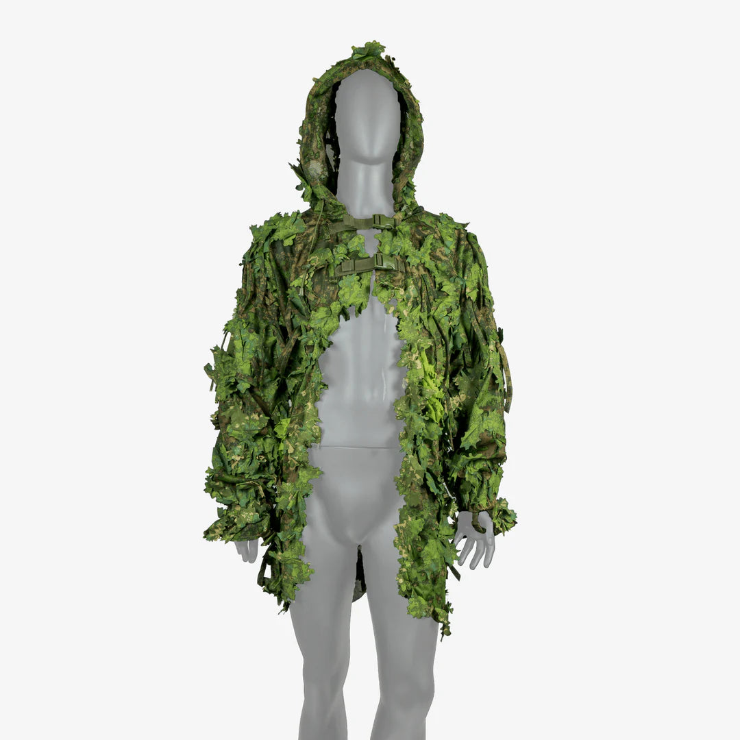 MCS Cloak, featuring lightweight camouflage material with a natural foliage-inspired pattern for outdoor concealment."