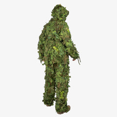 KMCS Ghillie Suit Green, featuring green camouflage elements and a leaf-style texture for outdoor concealment."
