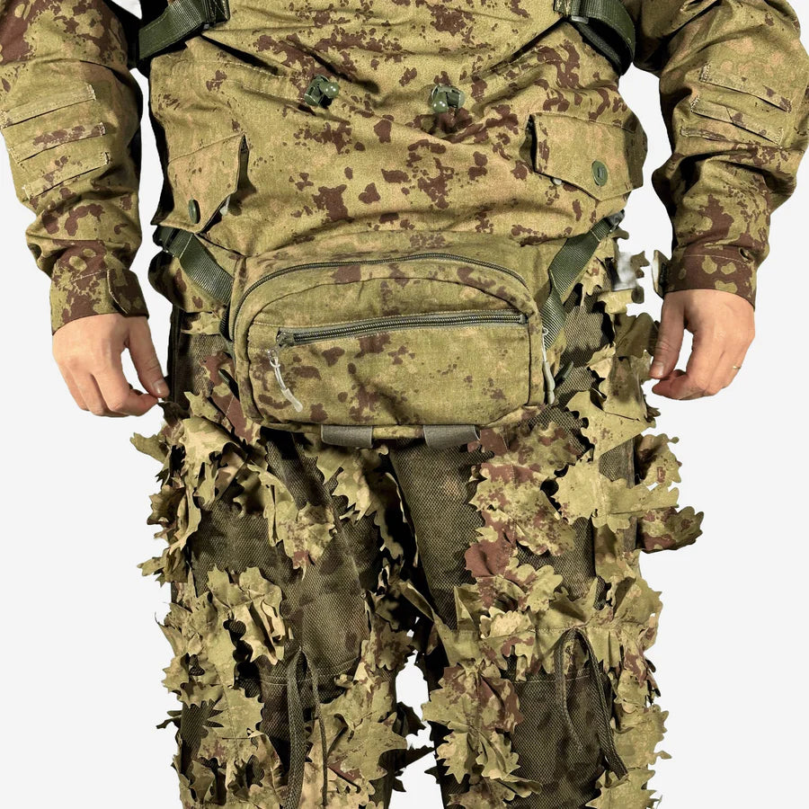 KMCS Fanny Pack, featuring a camouflage waist pouch designed for carrying small gear and outdoor essentials.