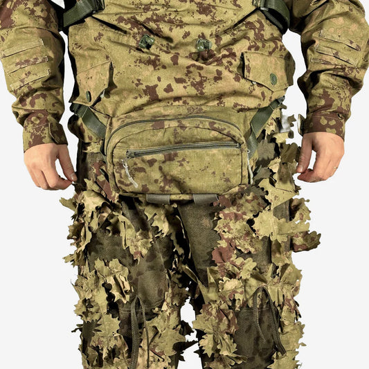 KMCS Fanny Pack, featuring a camouflage waist pouch designed for carrying small gear and outdoor essentials.