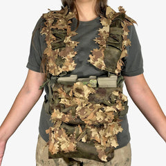 KMCS Chest Rig Cover, featuring a camouflage cover designed to conceal and customize tactical chest rigs.