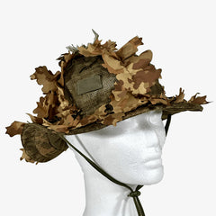 KMCS Boonie Hat, featuring a camouflage design with a wide brim for outdoor concealment and protection.