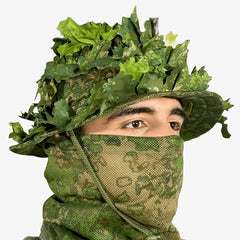 KMCS Boonie Hat, featuring a camouflage design with a wide brim for outdoor concealment and protection.