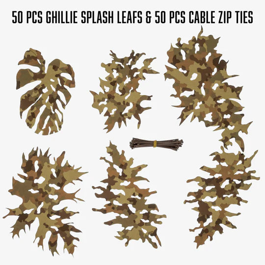 KMCS Splash Leafs, featuring camouflage leaf-style material designed for natural outdoor concealment.