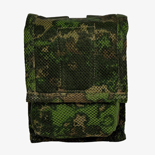 KMCS Universal Sniper Mag Pouch, featuring a camouflage magazine pouch designed for carrying and securing rifle magazines.